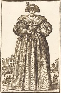 Maskeret adelig kvinde af After Jacques Callot