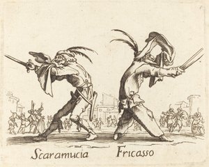 Scaramucia og Fricasso af After Jacques Callot