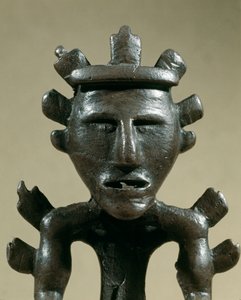 Forhistorie: krigerfigur af bronze fra Tresor of Galic (Kostroma, Rusland). 1500 F.KR. Bronzealder. Moskva, Statens Historiske Museum