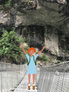 Walking on a Bridge , 2023 (digital kunst på fotografi) af Agnes Girardon
