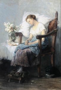 Søvn (olie på lærred) af Agnes Grunenwald