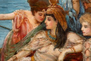 Antonius og Kleopatras flugt fra slaget ved Actium, ca. 1897 (olie på lærred) af Agnes Pringle