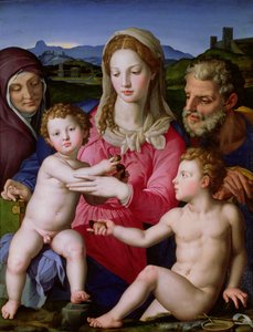 Hellig familie med Sankt Anne og spædbarnet Sankt Johannes Døberen, ca. 1550 af Agnolo Bronzino