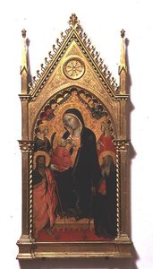 Madonna del Latte med hellige (tempera på panel) af Agnolo Gaddi
