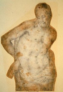 Kristus ved søjlen (kridt på papir) af Agnolo Bronzino
