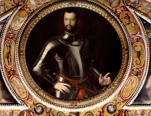 Portræt af Jean de Medici dit Jean des Bandes Noires (Giovanni Dalle Bande Nere) (1498-1526) af Bronzino (1503-1572) - Maleri bevaret i Palazzo Vecchio, Firenze af Agnolo Bronzino