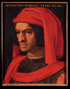 Portræt af Laurent den Storslåede (Lorenzo il Magnifico) (olie på kobber) af Agnolo Bronzino