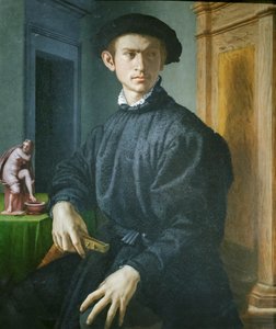 Portræt af en ung mand med en lut af Agnolo Bronzino