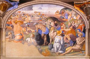 Krydsningen af Det Røde Hav, af Agnolo Bronzino (1503-1572) 1540-1545 (fresco) af Agnolo Bronzino