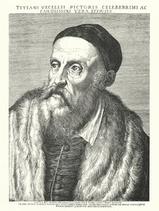 Titian, italiensk renæssancekunstner (gravering) af Agostino (after) Carracci