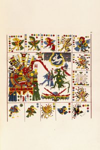 En side fra bogen "Antiquities of Mexico: Comprising facsimilies of antikke mexicanske malerier og hieroglyffer", ca. 1830-1848