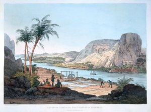 Udvendig udsigt over de to templer i Ybsambul, Egypten, 1820