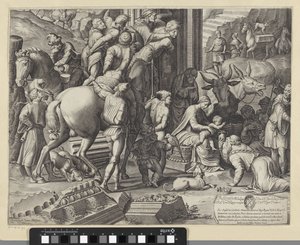 Tilbedelse af Magi (nederste venstre del) af Agostino Carracci