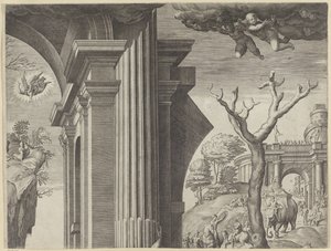 Tilbedelse af Magi (øverst til højre) af Agostino Carracci