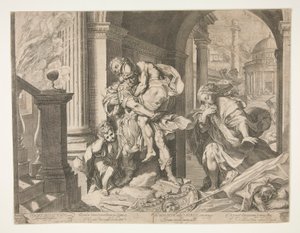 Aeneas og hans familie flygter fra Troja af Agostino Carracci