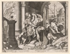 Aeneas og hans familie flygter fra Troja, 1595.
