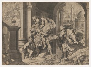 Aeneas og hans familie flygtede fra Troja, 1595.