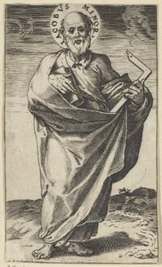 Apostel Jakob den Mindre med bog og firkant Kristus, Maria, Johannes Døberen og apostlene (serietitel) af Agostino Carracci