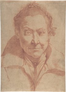 Brystbillede af en kvinde (forside); bryststudie af en pige (bagside) af Agostino Carracci