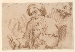 Halvlang Skitse af en ældre Pilgrim af Agostino Carracci