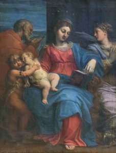 Hellig familie med St. Margaret af Agostino Carracci