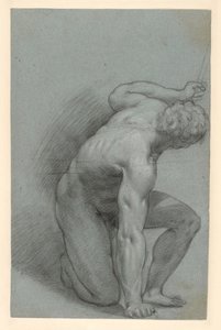 Knælende figur (recto); liggende figur (verso) af Agostino Carracci