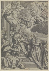 Saint Catherines mystiske ægteskab af Agostino Carracci