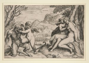 Pan dæmpet af Amor af Agostino Carracci
