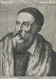 Portræt af Titian, 1587 (gravering på lagt papir med vandmærke) af Agostino Carracci