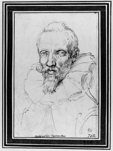 Portræt af en skægget mand af Agostino Carracci