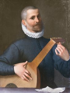 Portræt af en lutspiller, muligvis Orazio Bassani af Agostino Carracci