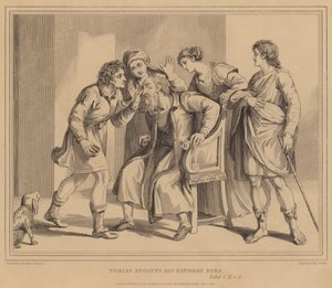 Tobias salver sin faders øjne, Tobit af Agostino Carracci