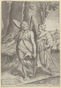 Tobias i Engels af Agostino Carracci