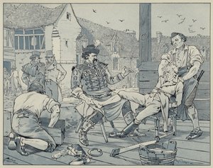 Illustration til La Dame de Gai-Fredon, skrevet af Quatrelles af Agostino Comerio