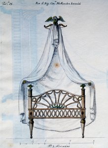 Himmelseng til Alexander Saracens, fra Works of carpenter og låsesmed udtænkt og designet af mig Agostino Fantastici), manuskript 3, plade 18 (1782-1845) af Agostino Fantastici