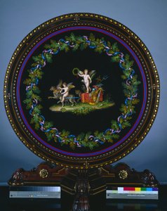 Midterbord med mikromosaikplade, "Love Triumphant" af Agostino Francesangeli