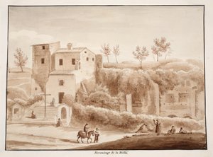 Hermitage of Madonna della Stella, 1833 (ætsning med brun vask) af Agostino Tofanelli