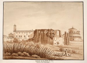 Hippodrome af familien af Constantine, Via Nomentana, 1833 (ætsning med brun vask) af Agostino Tofanelli