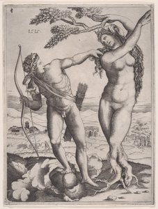 Apollo og Daphne, dateret 1515., dateret 1515. af Agostino Veneziano