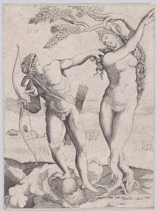 Apollo og Daphne, dateret 1518. af Agostino Veneziano