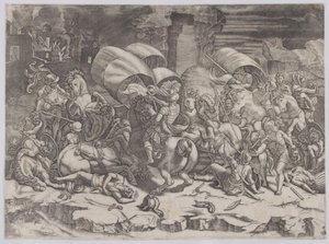 Slag med en Cutlass, 1530-31. af Agostino Veneziano