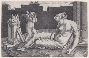 Cleopatra, dateret 1528. af Agostino Veneziano