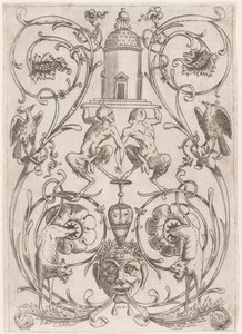 Grotesk Ornament med Satyrer, fra et sæt på tyve ornamentpaneler