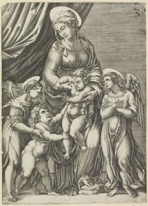 Maria med barn og den unge Johannes Døberen af Agostino Veneziano