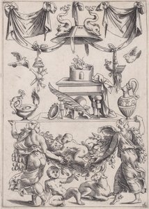 Ornamental panel, ca. 1514-36. af Agostino Veneziano