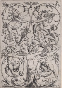 Ornamental panel, ca. 1514-36. af Agostino Veneziano