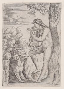 Orpheus, dateret 1528. af Agostino Veneziano