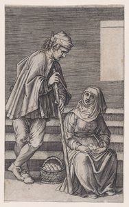Bonde og en kvinde med æg, ca. 1514-36. af Agostino Veneziano