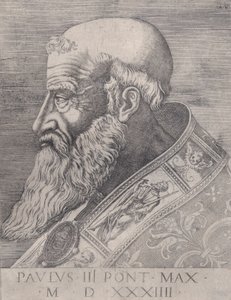Pave Paul III, barhovedet, dateret 1534. af Agostino Veneziano