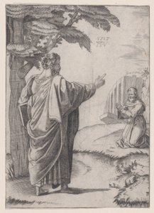 Sankt Paulus og franciskanerbroderen, dateret 1517. af Agostino Veneziano